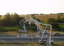 Working on powerlines over I-35